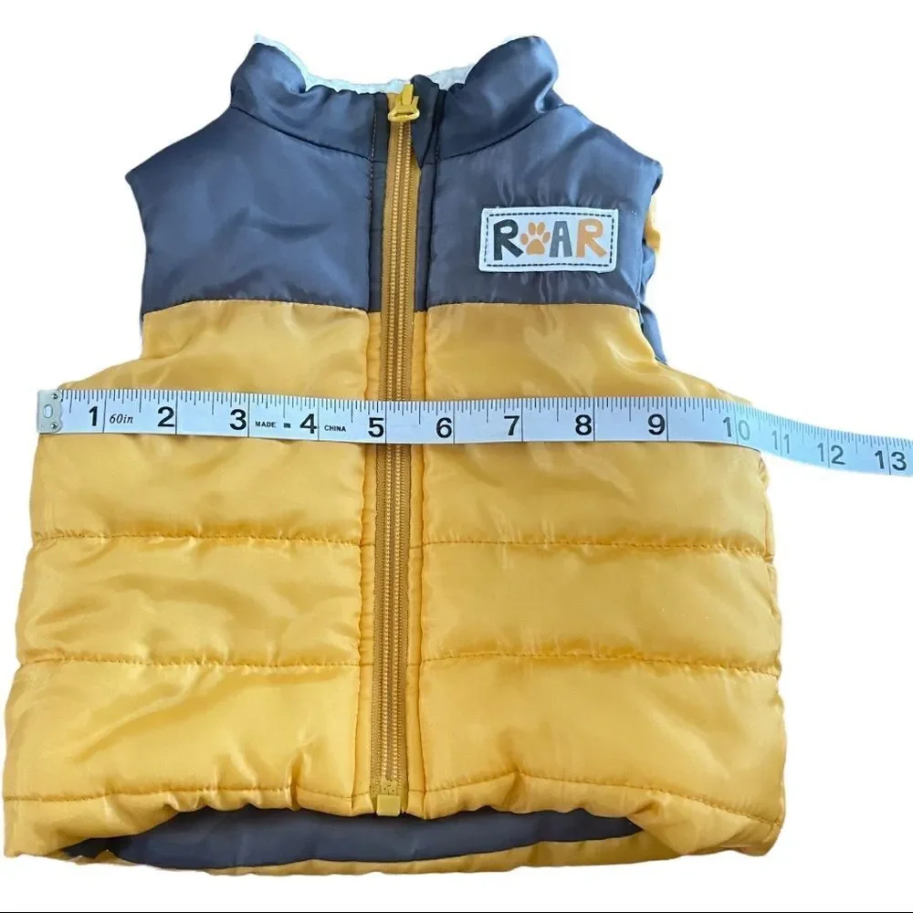 little ricky’s Yellow & Gray Baby’s Puffer Vest Sz 6M
